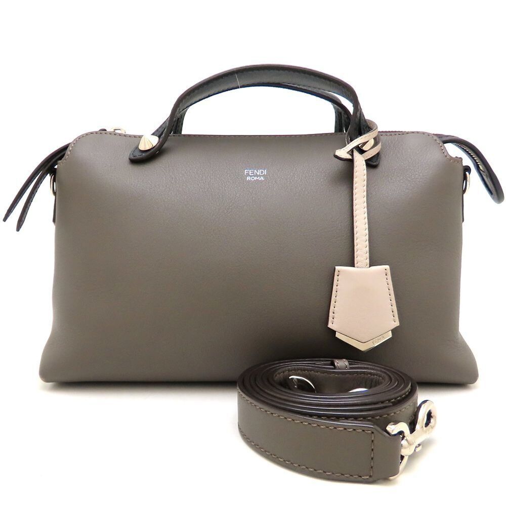 FENDI Gray Leather Shoulder Bag